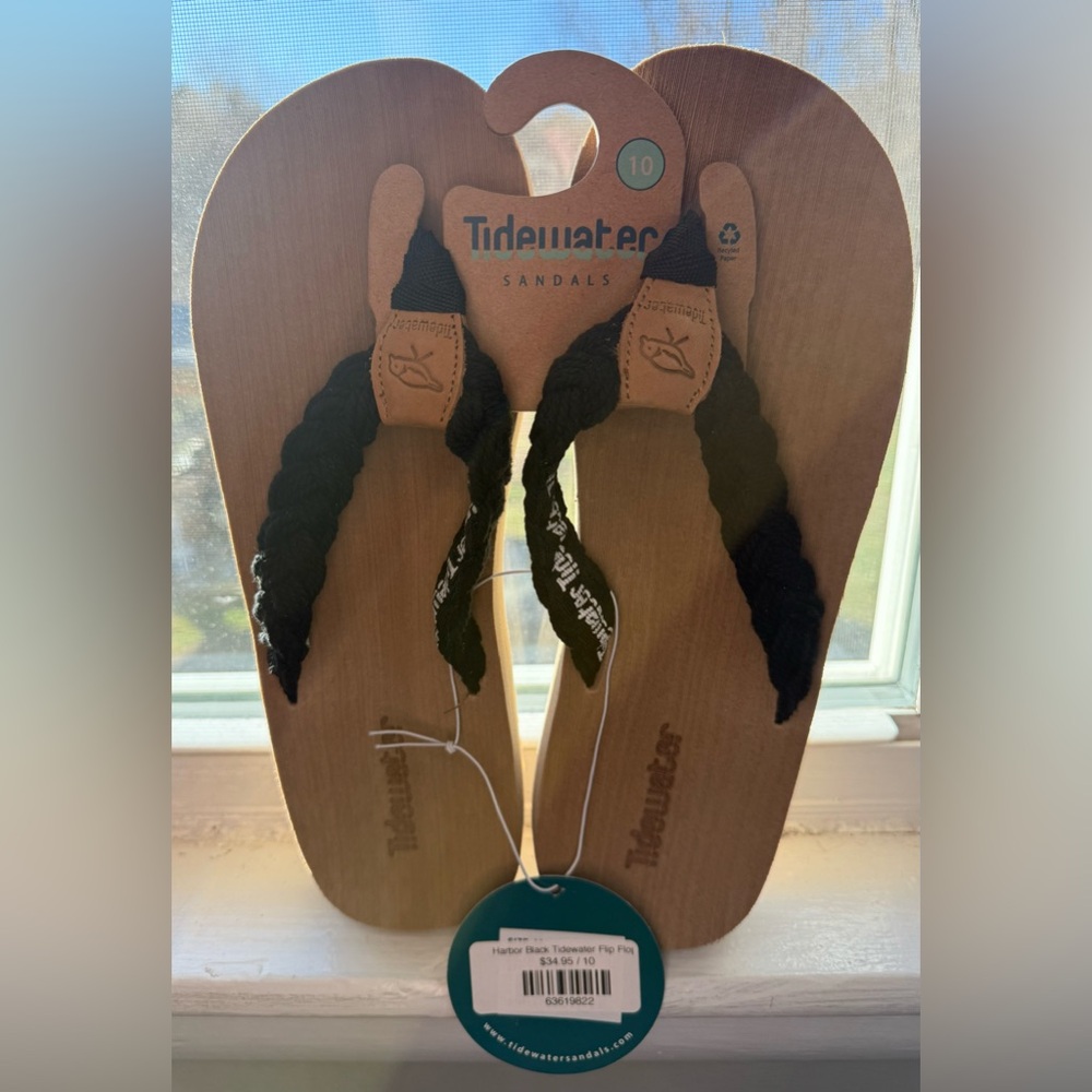 Brand new Tidewater black braided flip flops size 10
